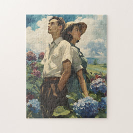 Hydrangea Harmony: Vintage Liebe Puzzle
