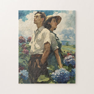 Hydrangea Harmony: Vintage Liebe Puzzle