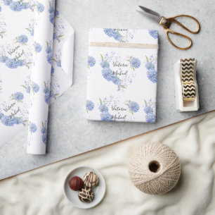 Hydrangea Herz Personalisierte Namen Hochzeit Geschenkpapier