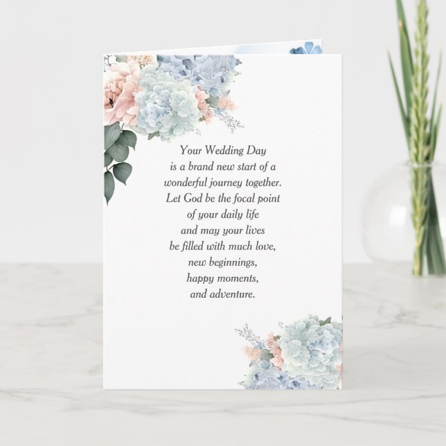 Hydrangea Hochzeit mit religiösem Text Karte (Vorderseite)