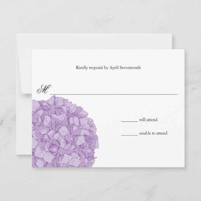 Hydrangea Hochzeitreaktion RSVP Karte (Vorderseite)