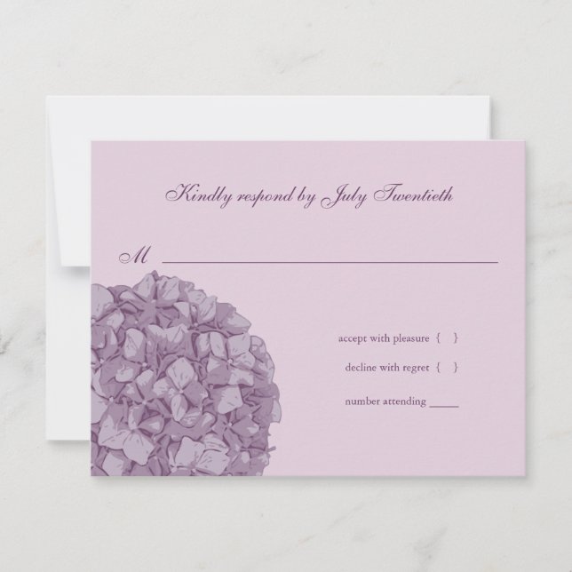 Hydrangea Hochzeitreaktion RSVP Karte (Vorderseite)