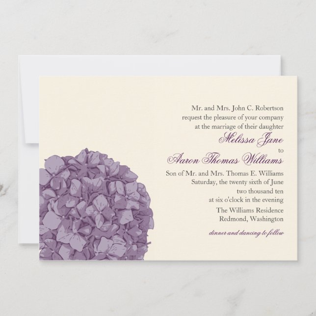 Hydrangea-Hochzeits-Einladung Einladung (Vorderseite)