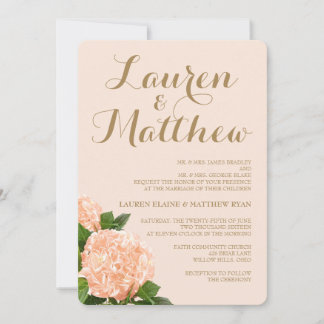 Hydrangea-Hochzeitseinladung von Soft Peach Einladung