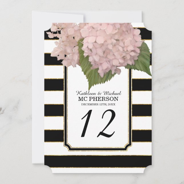 Hydrangea-Imitate im modernen Art-Deco-Stil Einladung (Vorderseite)