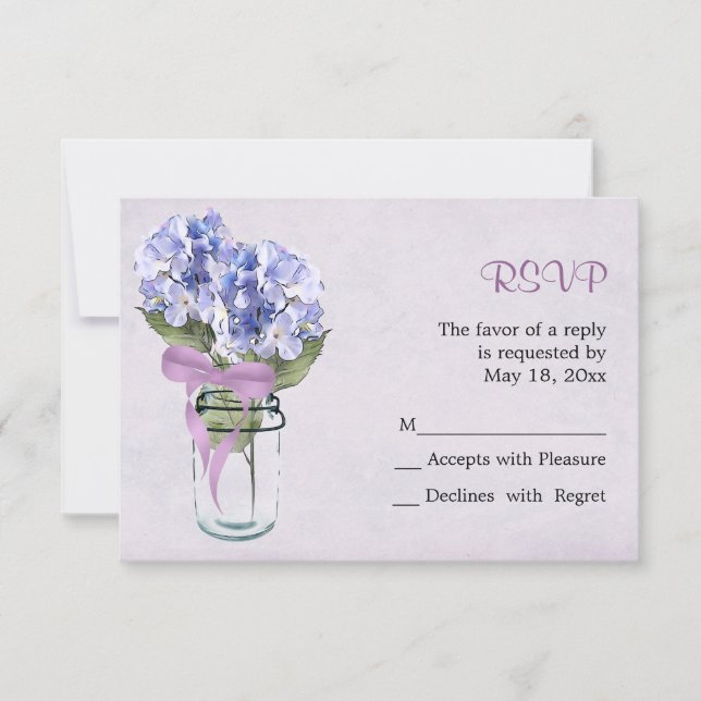 Hydrangea in einem Mason Jar - RSVP-Karte RSVP Karte (Vorderseite)