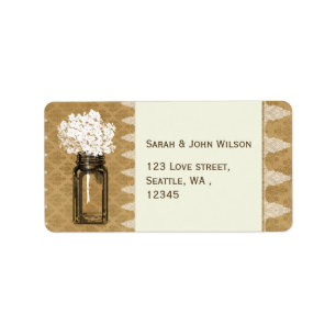 Hydrangea in Mason-Glas, Hochzeitsetiketten Adressaufkleber