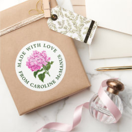 Hydrangea in Weiß und Rosa aus Liebe Runder Aufkleber