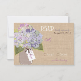 Hydrangea Jar Burlap Rustic RSVP Card