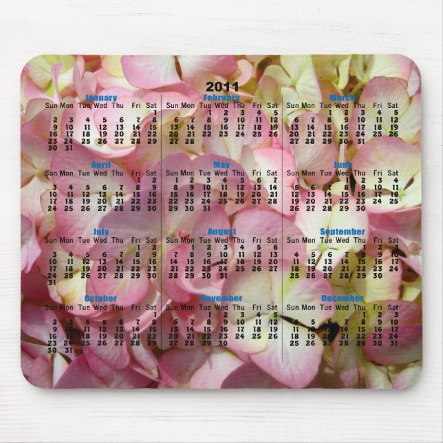 Hydrangea-Kalender Mousepad (Vorne)
