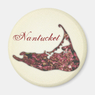 Hydrangea Karte von Nantucket Island, Massachusett Magnet