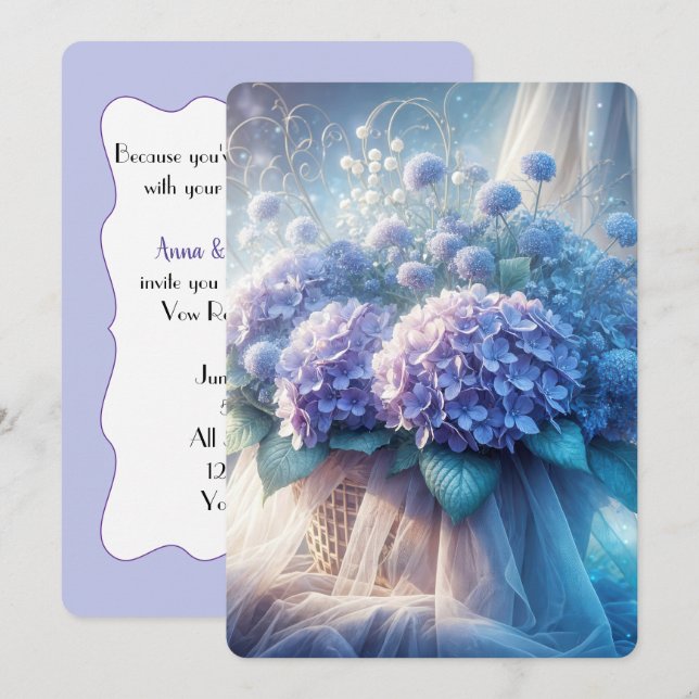 Hydrangea-Körbchen für die Wetterneuerung Einladung (Vorne/Hinten)