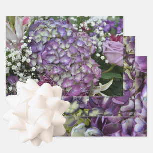 Hydrangea Lila Botanical Floral Fotografie Geschenkpapier Set
