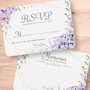 Hydrangea Lilac Floral Geometric Erinnerungen Memo RSVP Karte