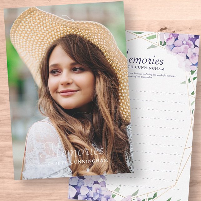 Hydrangea Lilac Floral Geometric Foto Memorial RSVP Karte (Von Creator hochgeladen)