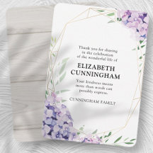 Hydrangea Lilac Floral Geometric Memorial