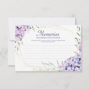 Hydrangea Lilac Foto Memorial RSVP Karte