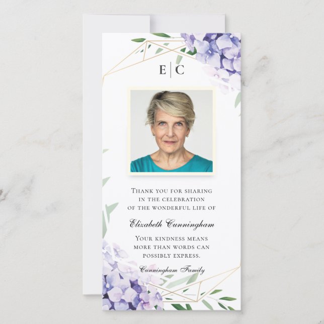 Hydrangea Lilac-Gedenkstätte Dankeskarte (Vorderseite)