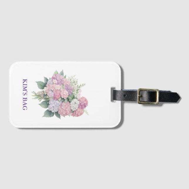 Hydrangea Luggage Tag, personalized Gepäckanhänger (Vorderseite (Horizontal))