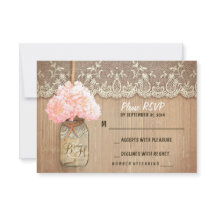 Hydrangea mason jar rustikale Hochzeit RSVP Karten