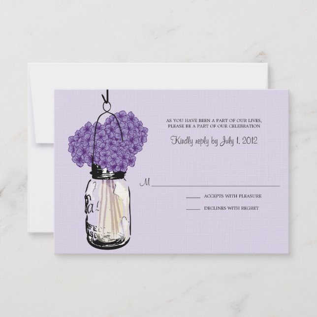 Hydrangea & Mason Jar Wedding RSVP (Vorderseite)
