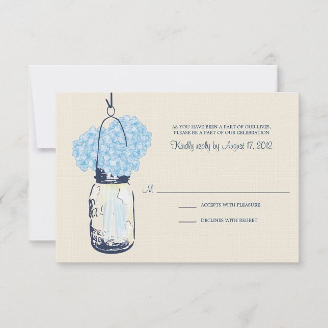 Hydrangea & Mason Jar Wedding RSVP (Vorderseite)