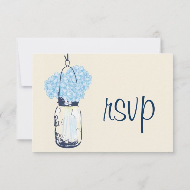 Hydrangea & Mason Jar Wedding RSVP (Vorderseite)