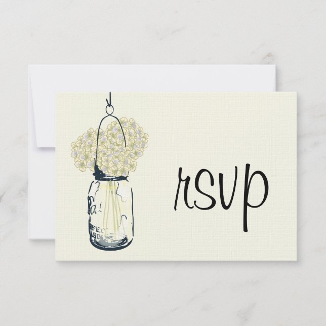 Hydrangea & Mason Jar Wedding RSVP (Vorderseite)
