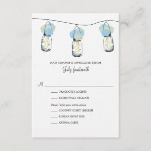 Hydrangea & Mason Jar Wedding RSVP Karte