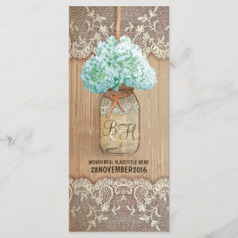 Hydrangea Masson Glas rustikale Hochzeitsprogramme Programm
