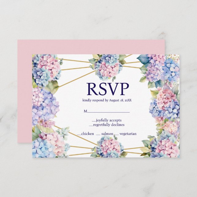 Hydrangea Menü Choice UAWG Response Card RSVP Karte (Vorne/Hinten)