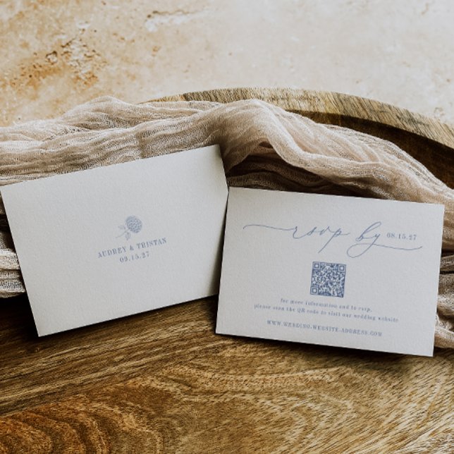 HYDRANGEA Minimalist Wedding QR Code RSVP Card (Von Creator hochgeladen)