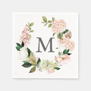 Hydrangea Monogram Wedding Cocktail Napkin Serviette