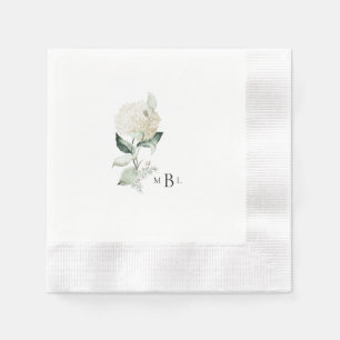 Hydrangea Monogram Wedding Cocktail Serviette
