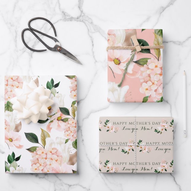 Hydrangea Muttertagswrapping Paper Sheets Geschenkpapier Set (Vorderseite)