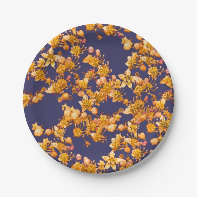 Hydrangea Navy Pappteller (Vorderseite)