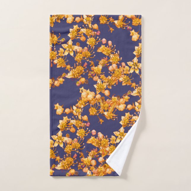 Hydrangea Navy und Orange Handtuch (Handtuch)