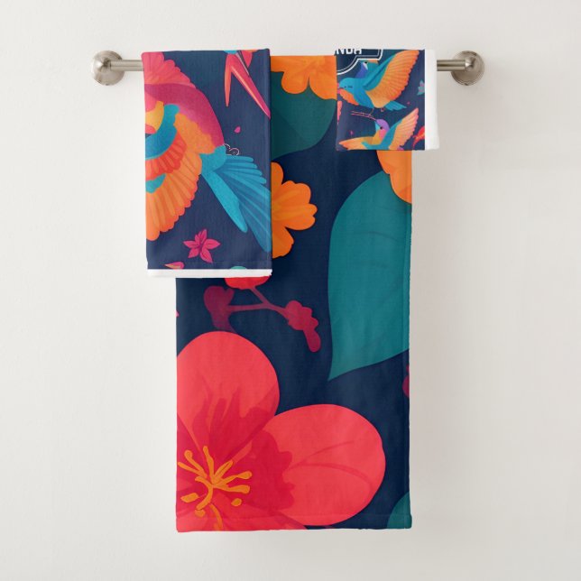 Hydrangea Pastel Personalisiertes Muster Badhandtuch Set (Insitu)