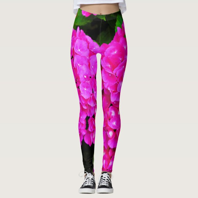 Hydrangea Rosa Blume Blumen Natur Eleganter Chic Leggings (Vorderseite)
