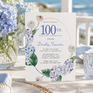 Hydrangea Rose 100. Geburtstag Einladung