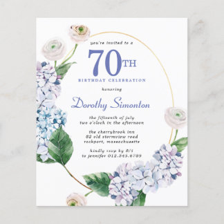 Hydrangea Rose 70. Geburtstag Einladung