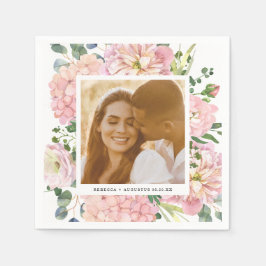 Hydrangea Rose Rosa Aquarellfarben Foto Serviette