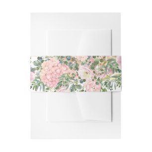 Hydrangea-Rose Rosa Wasserfarbe Einladungsbanderole