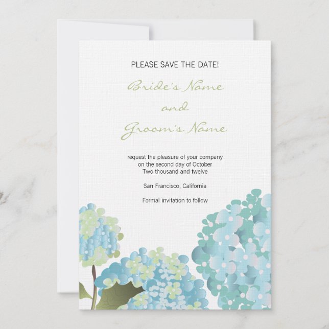 Hydrangea Save the Date Hochzeitsankündigung (Vorderseite)