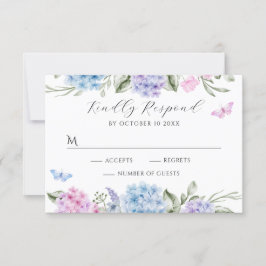 Hydrangea-Schmetterling RSVP Karte