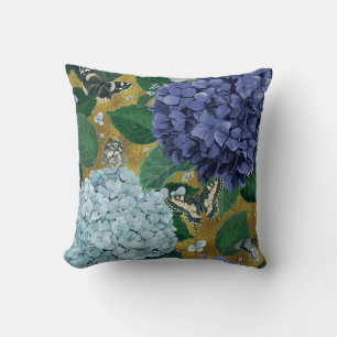 Hydrangea & Schmetterlinge- naturgemäß Inspiriert Kissen