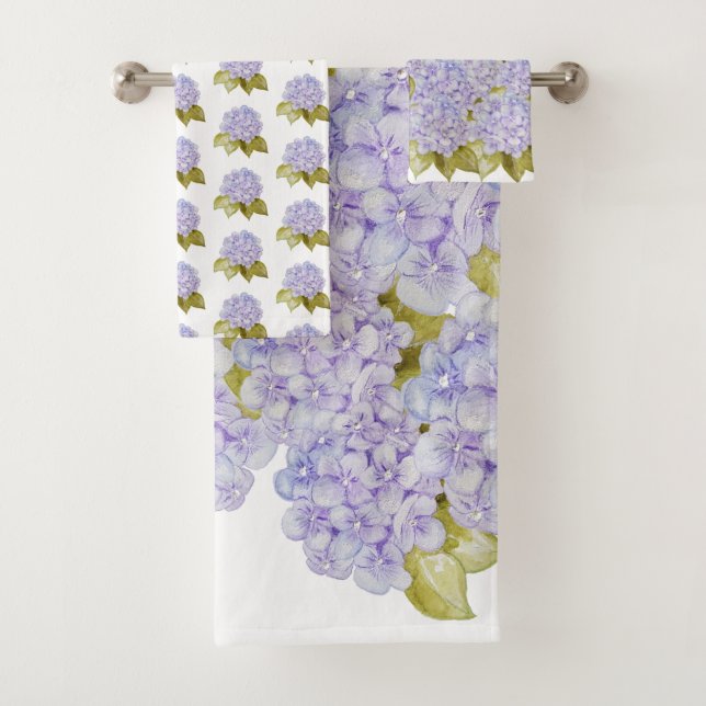 Hydrangea-Shades von Violetblau Badhandtuch Set (Insitu)