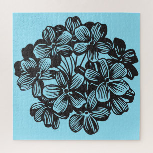 Hydrangea Sky Blue Botanic Blume Floral Puzzle