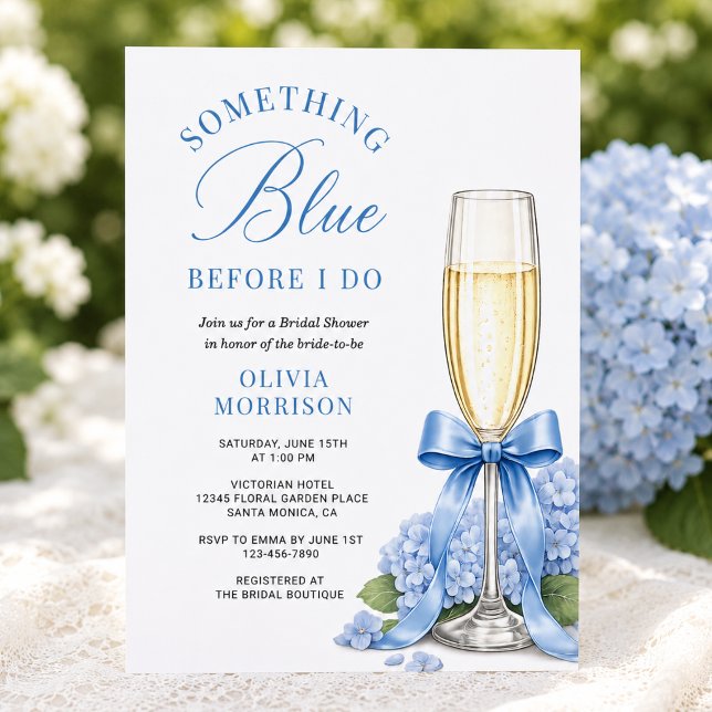 Hydrangea Something Blue Brautparty Einladung (Von Creator hochgeladen)