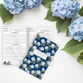 Hydrangea Sommergarten Navy Blau Familienrezepte Notizbuch